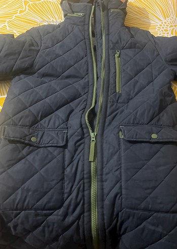 Lacivert kapüşonlu uzun mont - Görsel 6