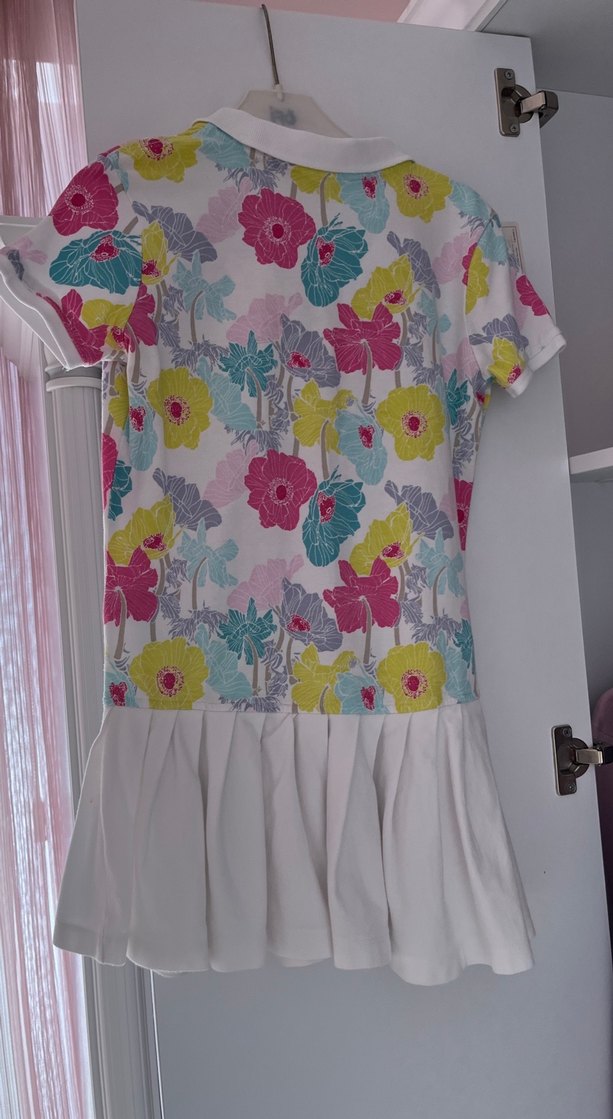 Pembe Çiçek Desenli Kısa Kollu Kız Tişörtü - Görsel 2