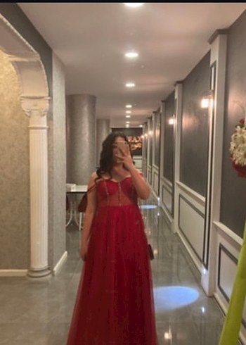 Kırmızı Midi Abiye Elbise - Görsel 2