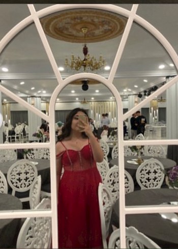 Kırmızı Midi Abiye Elbise - Görsel 3