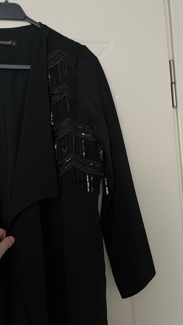 Siyah Abiye Ceket Nakışlı - Görsel 5