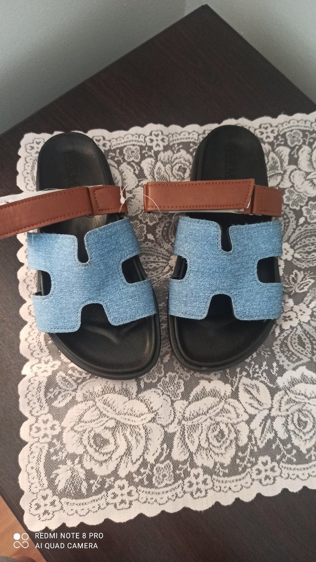 Kot Kumaşlı Tokalı Kahverengi Terlik - Görsel 4