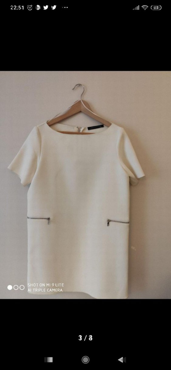 Zara Krem Kısa Kollu Elbise - Görsel 3