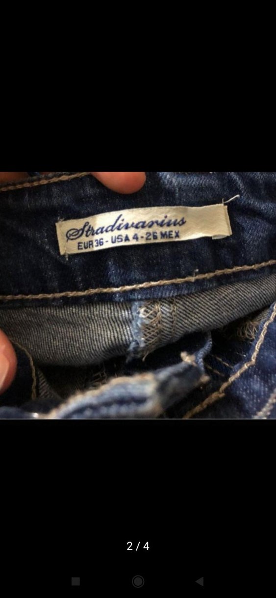 Stradivarius Kemer Detaylı Koyu Mavi Denim Midi Etek - Görsel 3