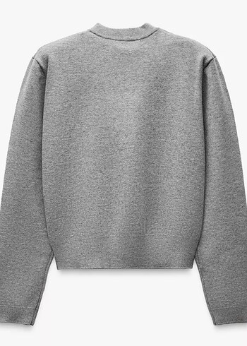 zara Düğmeli Gri Midi örgü ceket - Görsel 4