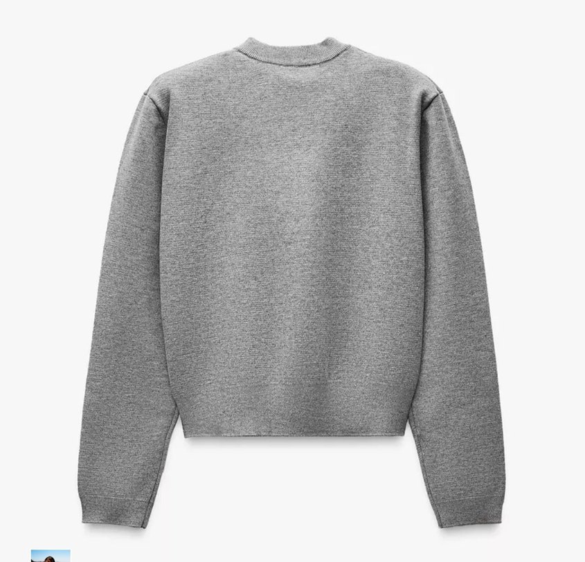 zara Düğmeli Gri Midi örgü ceket - Görsel 4