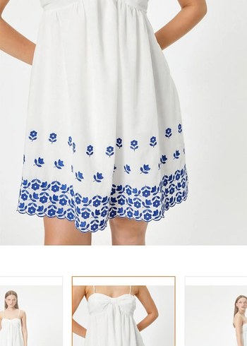 Nakışlı Beyaz Mini Bohem Elbise - Görsel 4