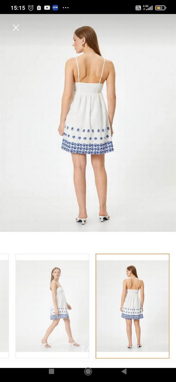 Nakışlı Beyaz Mini Bohem Elbise - Görsel 3