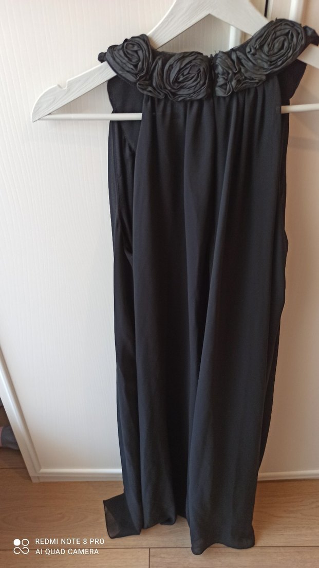 Siyah Uzun Kolless Drapeli Gotik Elbise - Görsel 4