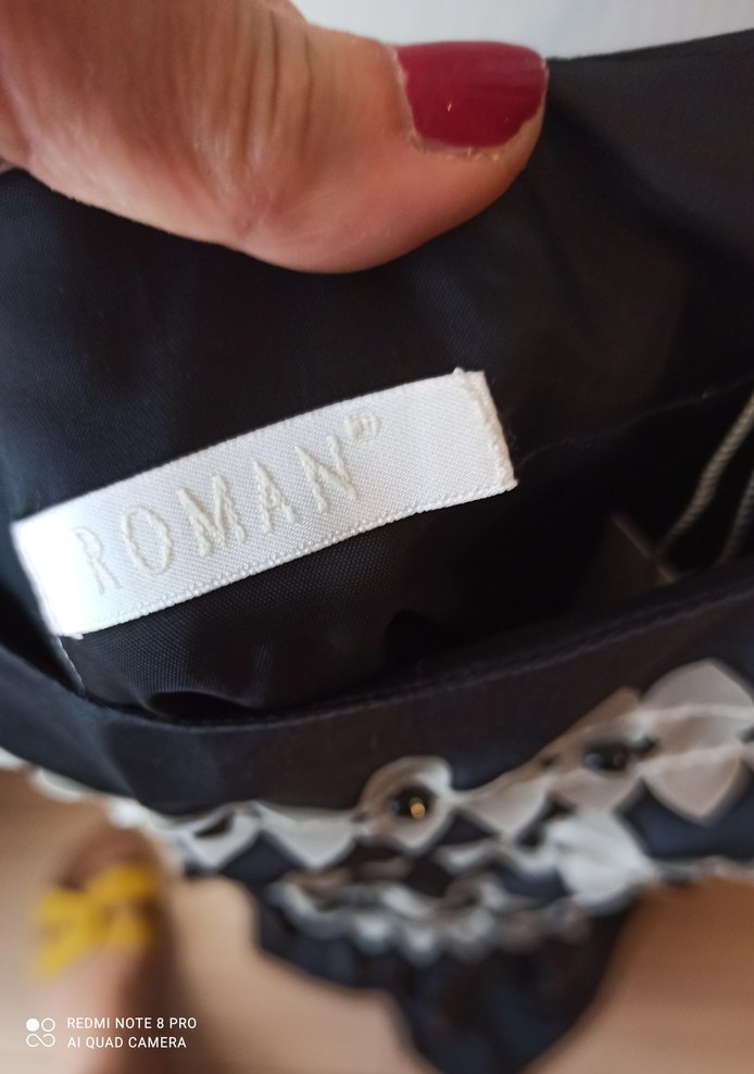 İnce Askılı Nakışlı Siyah Midi Elbise - Görsel 3