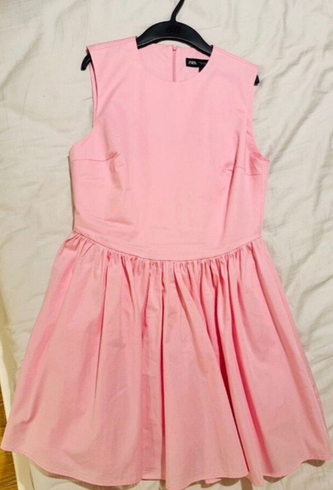 Pembe Yakalı Kolsuz Mini Elbise - Görsel 4