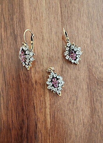 Mor beyaz taşlı mini set