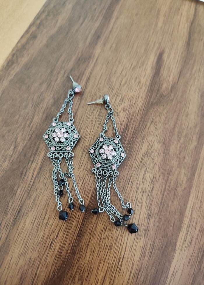 Otantik lila taşlı kolye - Görsel 2