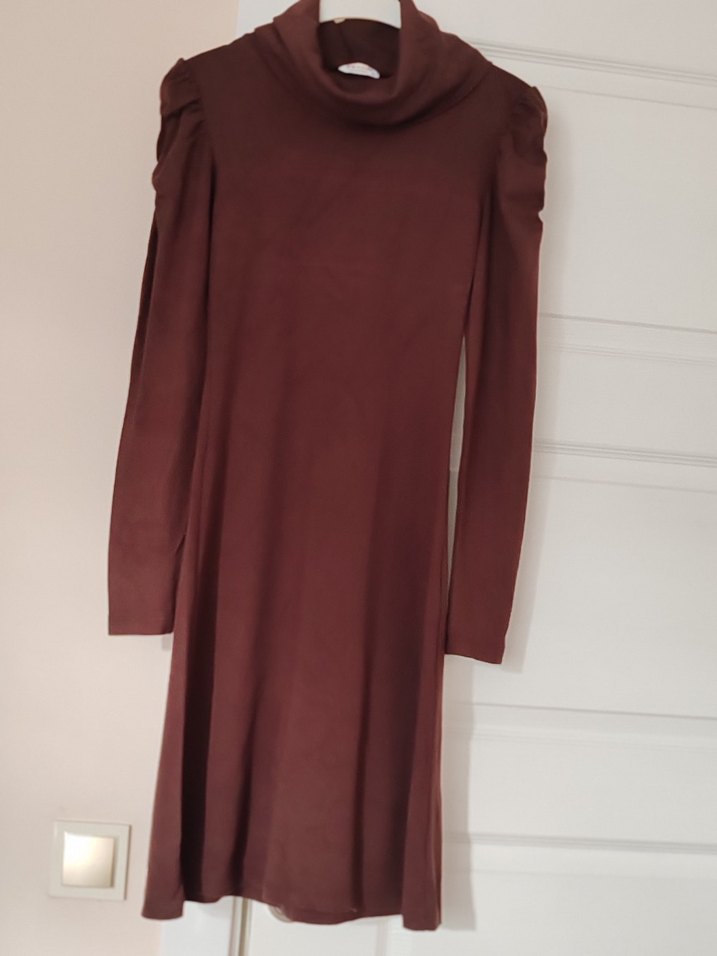 Kahverengi Süet midi Bohem Elbise - Görsel 2