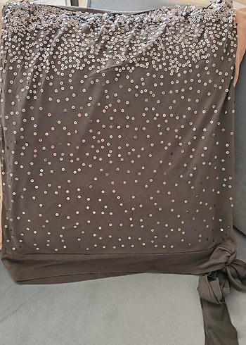 Gri/siyah 2 adet Drapeli Askılı Payetli Bluz - Görsel 5