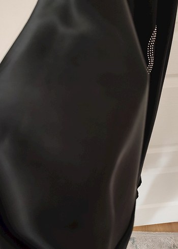 Uzun Siyah taşlı Gotik Kadın Elbise - Görsel 4