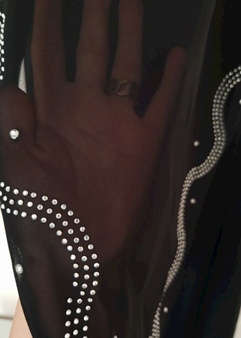 Uzun Siyah taşlı Gotik Kadın Elbise - Görsel 2