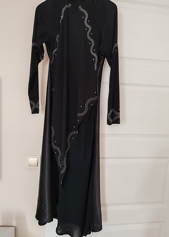 Uzun Siyah taşlı Gotik Kadın Elbise - Görsel 3