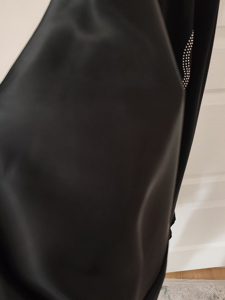 Uzun Siyah taşlı Gotik Kadın Elbise - Görsel 4