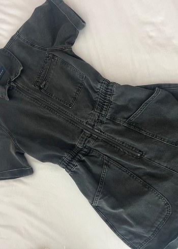 s Beden siyah Renk Aeropostale Siyah Kısa Kol Denim Tulum