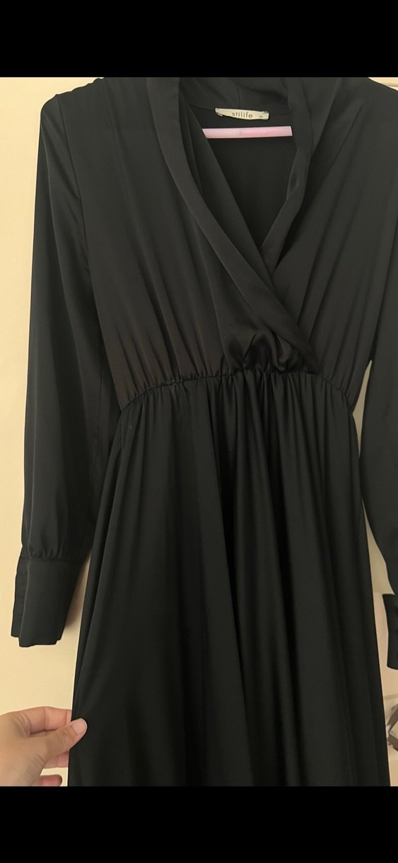 Siyah Uzun Kollu  Kadın Elbise - Görsel 2