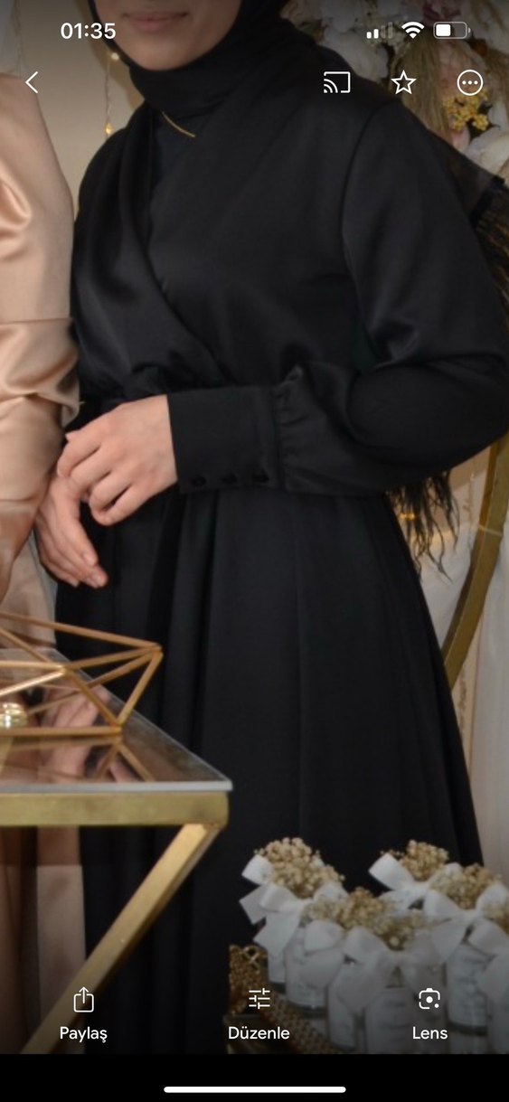 Siyah Uzun Kollu  Kadın Elbise - Görsel 4