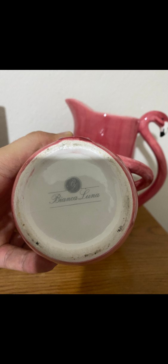 Pembe Flamingo Kulplu Seramik Sürahi ve Kupa - Görsel 2