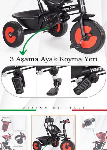 Prego Prego happy dino kırmızı itmeli bisiklet