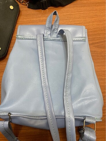  Beden mavi Renk Deri sırt çantası
