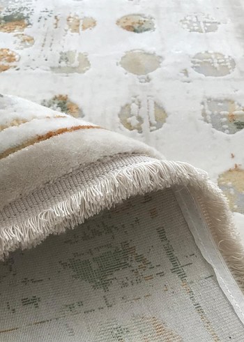 Beyaz Çok Renkli Puantiyeli Modern yolluk Halı - Görsel 2