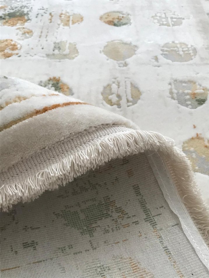 Beyaz Çok Renkli Puantiyeli Modern yolluk Halı - Görsel 2