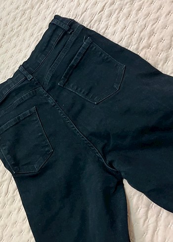 Zara Kemerli Siyah Kadın Midi Denim Pantolon