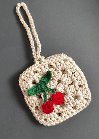 Handmade Kirazlı Örgü Anahtarlık/Charm