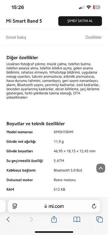 Beden İxoami Mi Band 5 Akıllı Bileklik