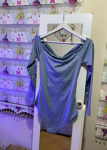 Uzun Kollu Drapeli Mavi Kadın Mayo - Görsel 2