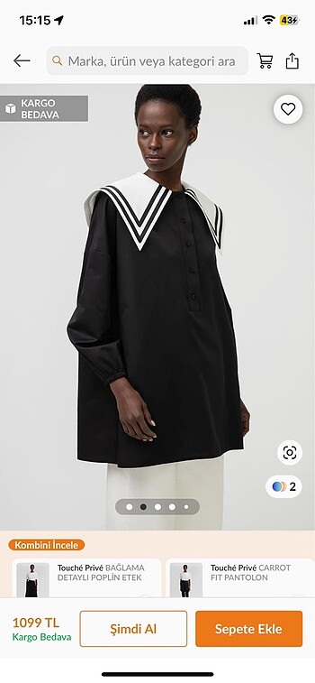 Touche prive yakalı poplin tunik
