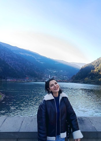 Suni Kürklü Kahverengi Deri Biker Ceket - Görsel 4