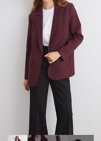 Bordo Blazer Ceket - Görsel 4