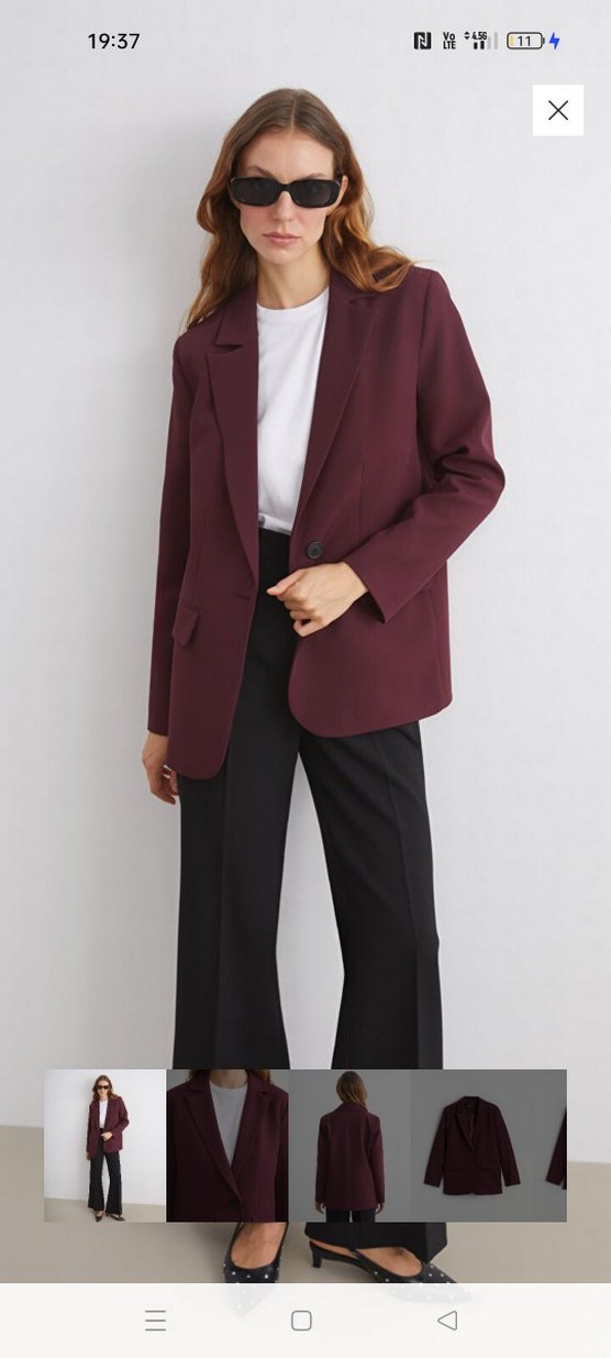 Bordo Blazer Ceket - Görsel 4