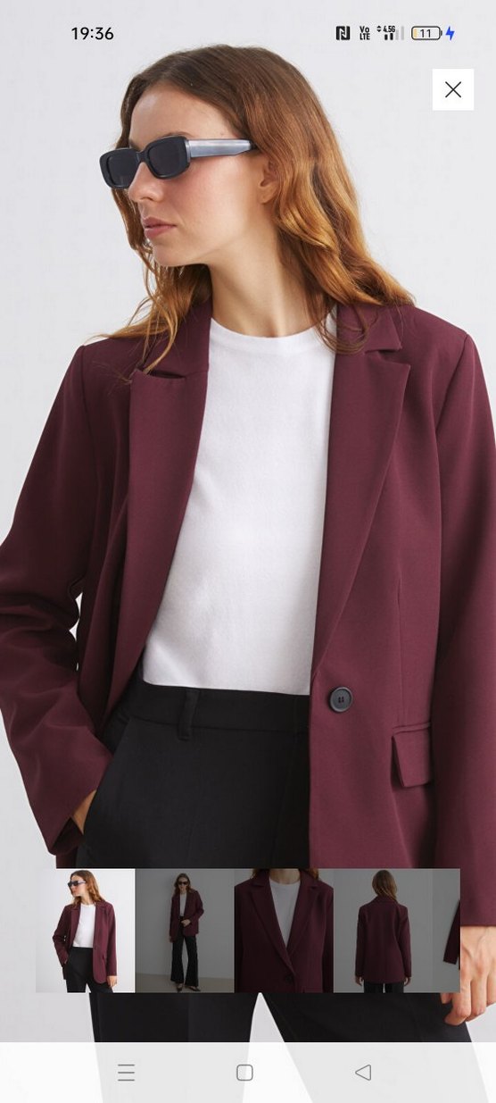 Bordo Blazer Ceket - Görsel 3