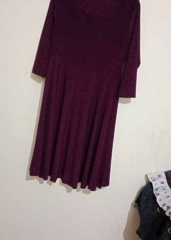 Bordo Kadın Midi Triko Elbise - Görsel 7