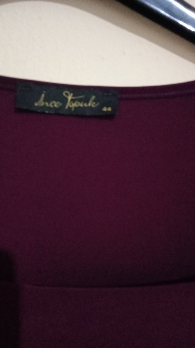 Bordo Kadın Midi Triko Elbise - Görsel 2