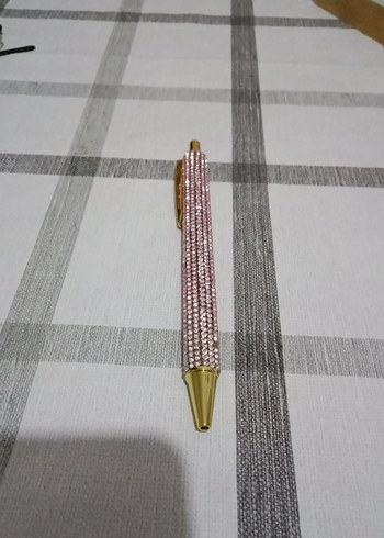 Beden Pembe Parlak Taşlı Tükenmez Kalem