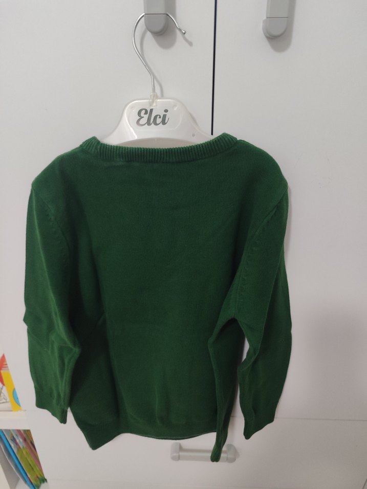 Yeşil geyik Nakışlı Erkek Çocuk Triko Kazak 5 6 yaş - Görsel 3