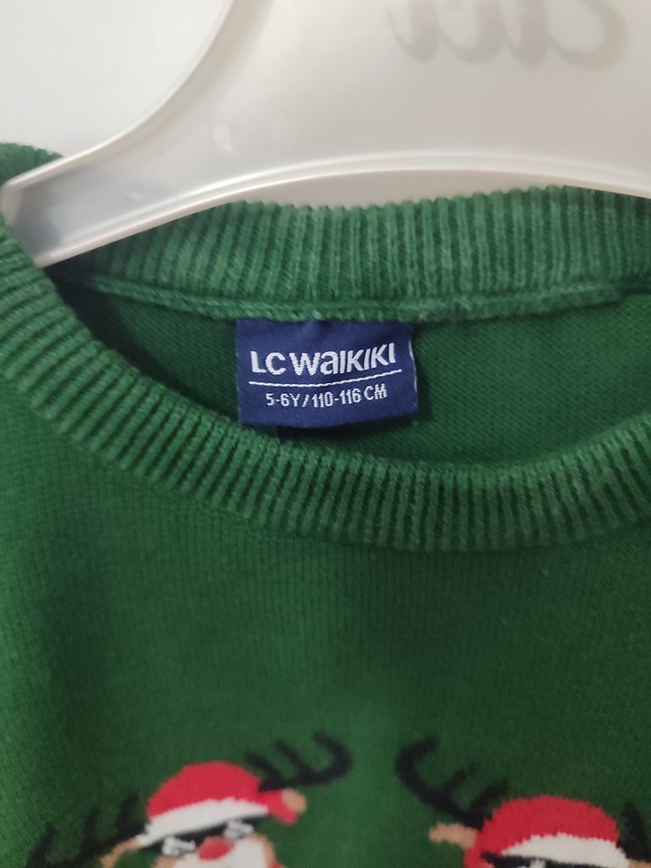 Yeşil geyik Nakışlı Erkek Çocuk Triko Kazak 5 6 yaş - Görsel 2