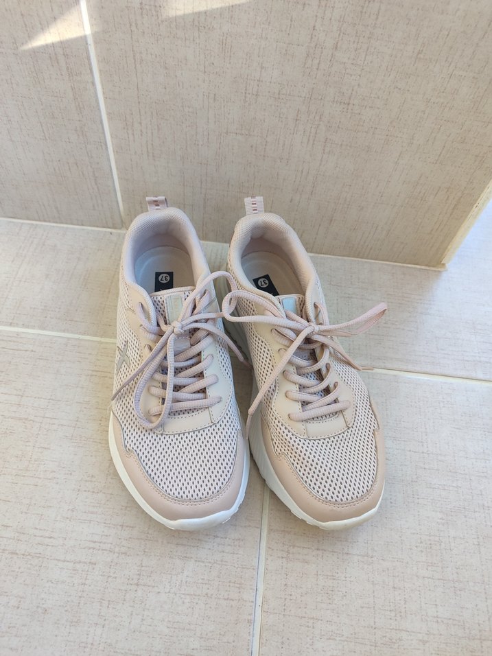 Bej Kadın Spor Ayakkabı Dolgu Topuklu - Görsel 2