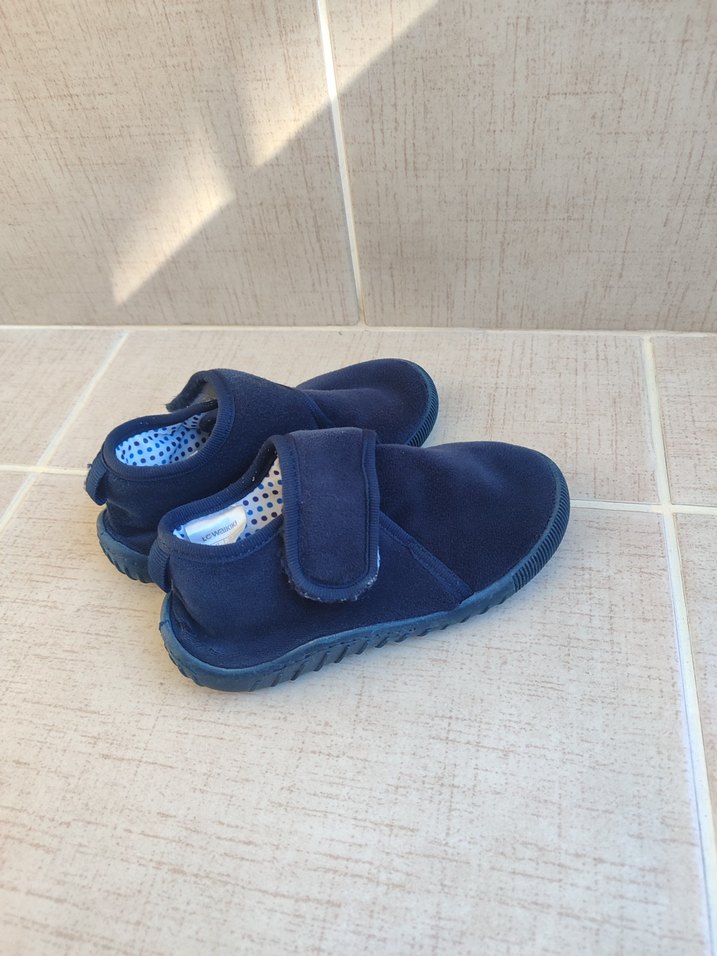 Mavi Erkek Çocuk Sıcak Terlik Velcro Bantlı panduf - Görsel 3