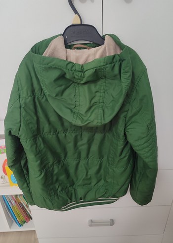 Düğmeli Koyu Yeşil Erkek Çocuk mont - Görsel 2