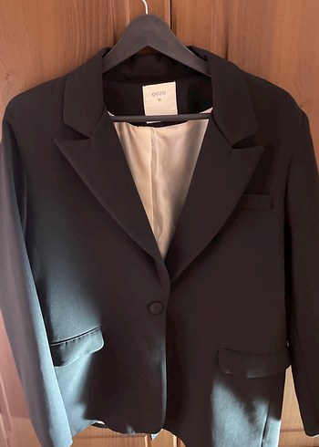 Quzu marka Siyah Düğmeli Kadın Blazer Ceket