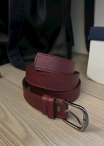 Zara Bordo Deri Kadın Kemer